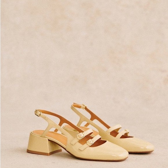 Sézane Patent Paula Babies Pale Butter Yellow 39/8 *New* - Picture 3 of 5